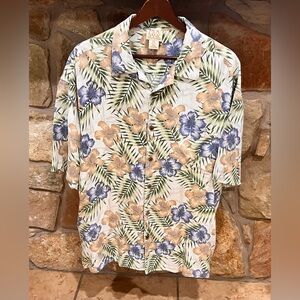 Jos. A. Bank Tropical Hawaiian Island Shirt Men's XXL Button Down 100% Silk